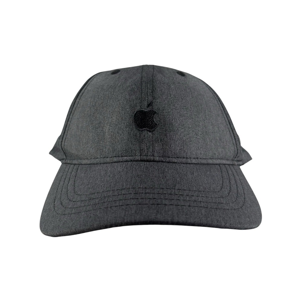 Apple Hat Cap Strap Back Mens One Size Gray Logo Embroidered Quake City Caps